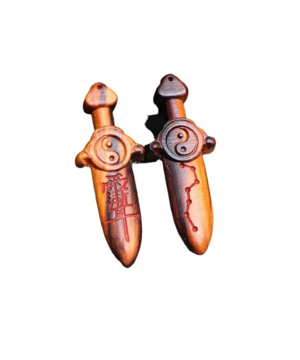 Taoist Lightning-Struck Peach Wood Pendant with Purple Tenuity Emperor's Seal in Dagger Form (4)