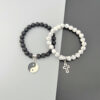 Yin-Yang Black and White Couple Beaded Jewelry Set (3)