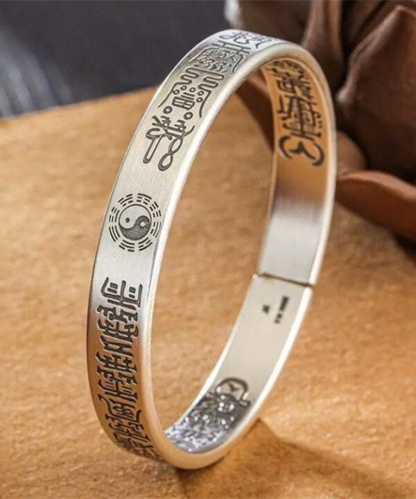 Silver-Plated Tianpeng Ruler Solid Open Taoist-Style Bracelet
