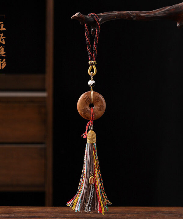 Taoist Lightning-Struck Wood Tassel Ping An Knot Spiritual Protection Charm