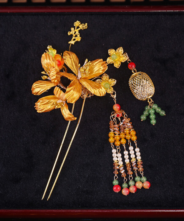 Chinese Style Golden Floral Bridal Hair Accessory (4)