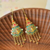 Natural Hetian Jade Fish Leaping Over Dragon Gate Tassel Earrings