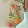 Natural Hetian Jade Fish Leaping Over Dragon Gate Tassel Earrings (3)