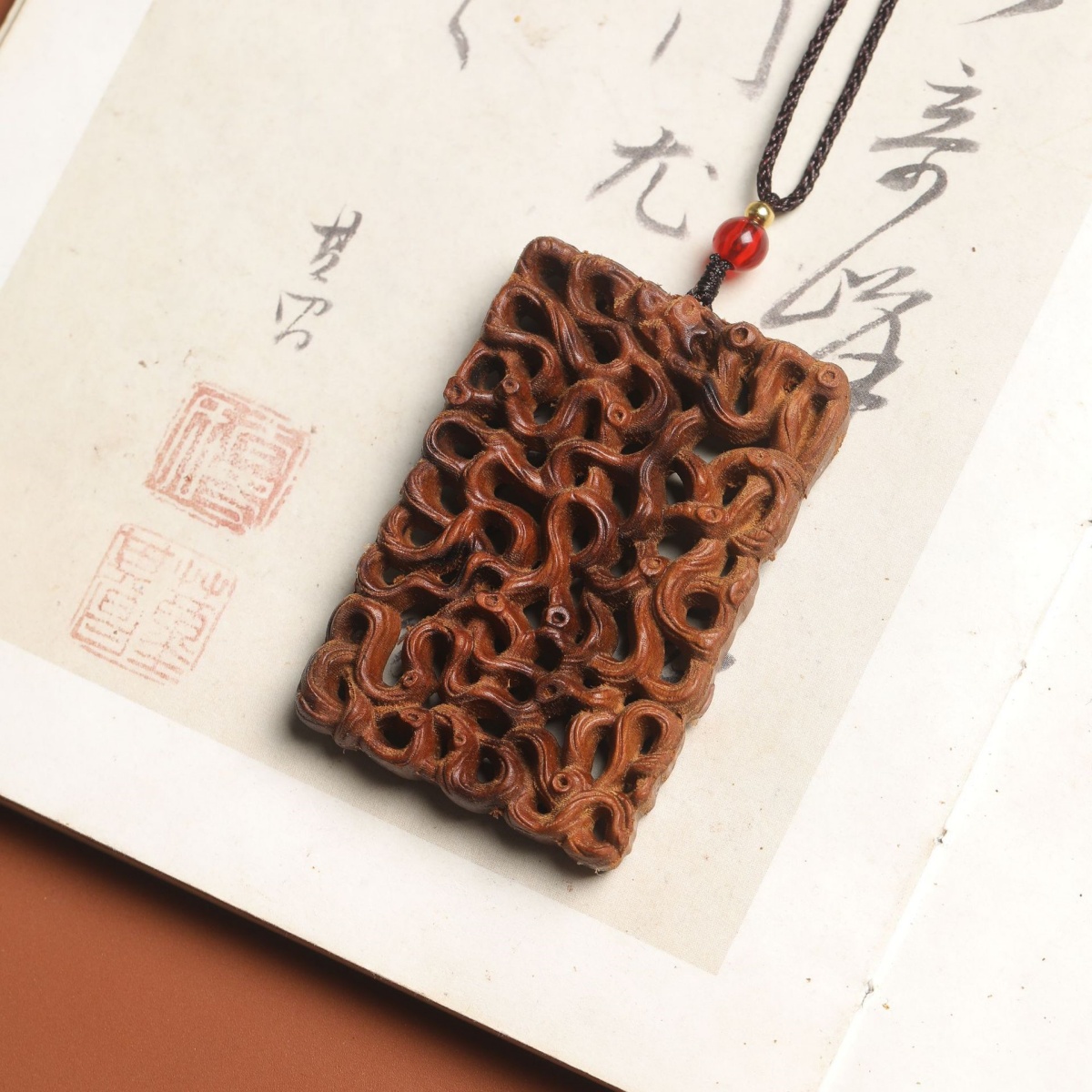 Thunder-Struck Jujube Wood Double-Sided Exquisite Carved (Smooth Passage) Pendant Thunder-Struck Jujube Wood Double-Sided Exquisite Carved (Smooth Passage) Pendant