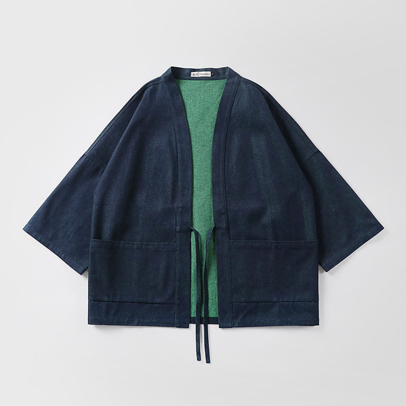 Double-Sided Denim Cotton Reversible Double-Dyed Retro Taoist Robe (2) Double-Sided Denim Cotton Reversible Double-Dyed Retro Taoist Robe (2)