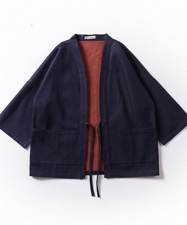 Double-Sided Denim Cotton Reversible Double-Dyed Retro Taoist Robe (4)
