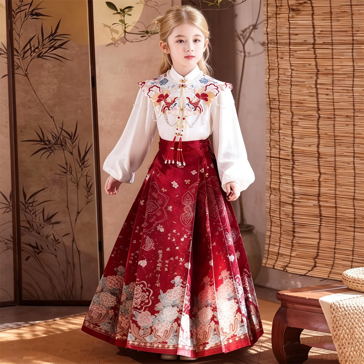 Ming-style Brocade Embroidered Horse-face Skirt Set (4) Ming-style Brocade Embroidered Horse-face Skirt Set (4)