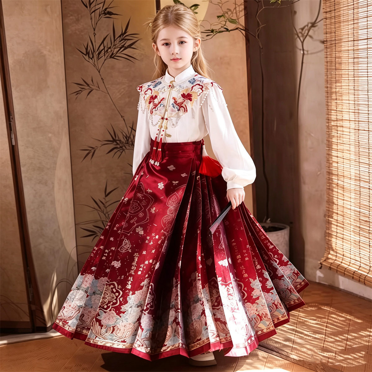 Ming-style Brocade Embroidered Horse-face Skirt Set (5) Ming-style Brocade Embroidered Horse-face Skirt Set (5)