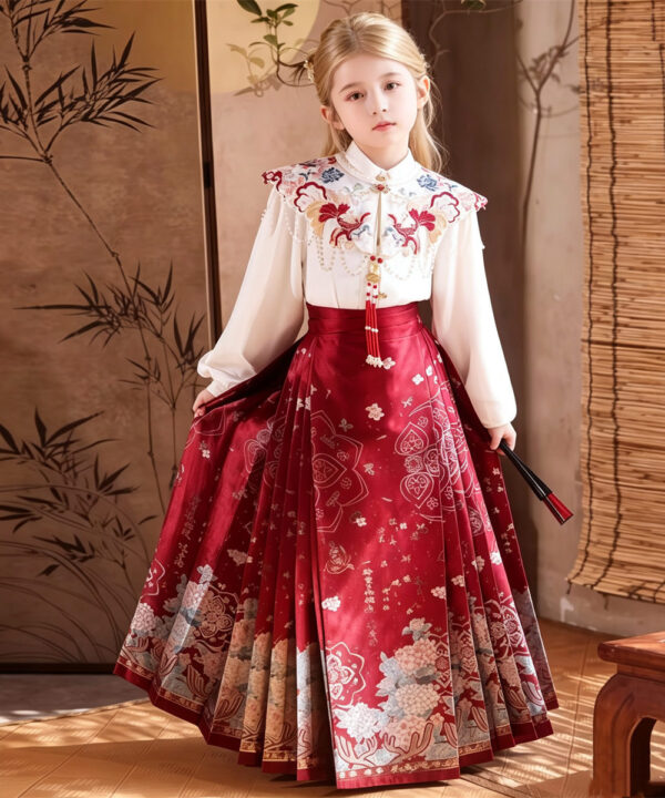 Ming-style Brocade Embroidered Horse-face Skirt Set